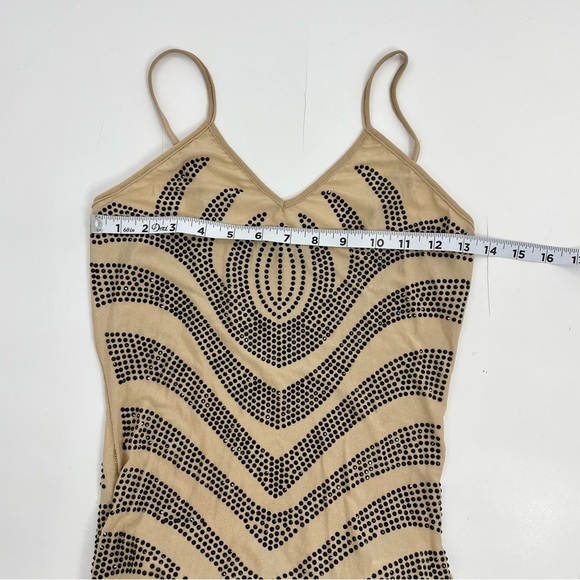 Banjul‎ Rhinestone Waves Body-Con Nude Stretchy midi shear dress Medium - Picture 10 of 16